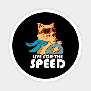 Live For The Speed Funny Racing Cat Car Race Magnet